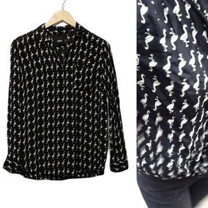 ASOS Black White Flamingo Button Up Shirt 4